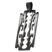 Bijoux pendentifs en acier inoxydable , noire, 38x20x1mm, Vendu par PC