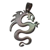 Stainless Steel Animal Pendants, Dragon, black, 40x33x1mm, Sold By PC