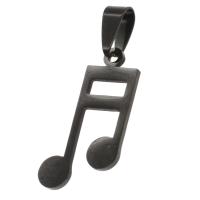 Jóias Pingentes de aço inoxidável, nota musical, preto, 28x16x1mm, vendido por PC