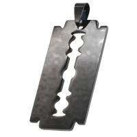 Bijoux pendentifs en acier inoxydable , noire, 46x24x1mm, Vendu par PC