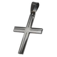 Stainless Steel Cross Pendants, black, 36x25x1mm, Sold By PC