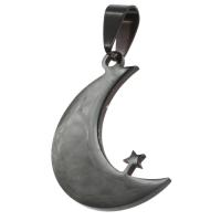 Bijoux pendentifs en acier inoxydable , Lune et Etoile, noire, 30x20x1mm, Vendu par PC
