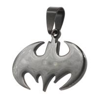Stainless Steel Pendants, Bat, black, 22x29x1mm, Sold By PC