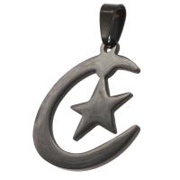 Stainless Steel Pendants, Moon and Star, black, 31x26x1mm, Sold By PC