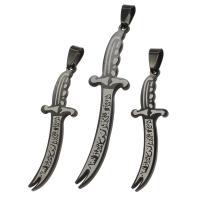 Roestvrij stalen sieraden Hangers, Roestvrij staal, zwaard, zwart, Verkocht door PC