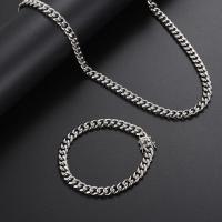 Partículas de acero Collar de cadena, pulido, giro oval & diferentes estilos para la opción & para hombre, color original, Vendido por UD