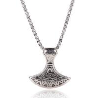 Stainless Steel Jewelry Necklace Axe silver color plated Unisex & box chain original color Sold By PC