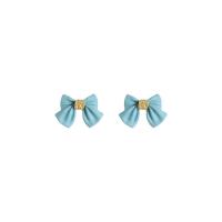 Zinc Alloy Stud Earring Bowknot & for woman & hollow blue Sold By Lot