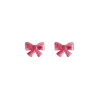 Resin Earring with Zinc Alloy Bowknot painted & for woman red Sold By Lot