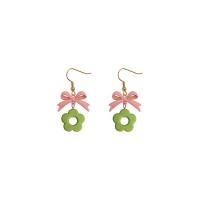 Acrylic Jewelry Earring with Zinc Alloy Flower stoving varnish & for woman green Sold By Lot