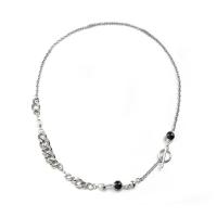 Titanium Steel Necklace with Plastic polished Unisex & with rhinestone 10mm 8mm 14mm Sold By Lot