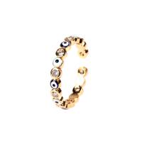 Brass Cuff Finger Ring, Evil Eye, gold color plated, fashion jewelry & micro pave cubic zirconia & for woman & enamel, nickel, lead & cadmium free, 3mm, Sold By PC