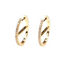 Brass Huggie Hoop Earring, plated, fashion jewelry & micro pave cubic zirconia & for woman, more colors for choice, nickel, lead & cadmium free, 2x25mm, Sold By Pair