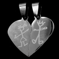 Stainless Steel Couple Pendants, Heart, original color, 27x28x1mm, Sold By PC