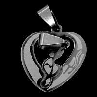 Stainless Steel Couple Pendants, Heart, original color, 24x23x1mm, Sold By PC
