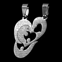 Stainless Steel Couple Pendants, Heart, original color, 30x25x1mm, Sold By PC