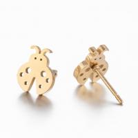 Stainless Steel Stud Earrings Ladybug plated fashion jewelry & for woman Sold By Pair