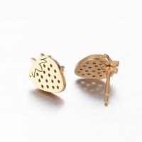 Stainless Steel Stud Earrings Strawberry plated fashion jewelry & for woman Sold By Pair
