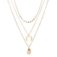 Mode-Multi-Layer-Halskette, Zinklegierung, mit Kunststoff Perlen, Mond, goldfarben plattiert, Modeschmuck & für Frau, goldfarben, verkauft von PC