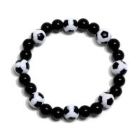Resin Bracelets, Football, Unisex, white and black, 10x8mm, Sold Per Approx 7.48 Inch Strand