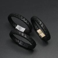 PU Leather Bracelet zinc alloy magnetic clasp plated braided bracelet & Unisex 11mm Length Approx 8.07 Inch Sold By PC