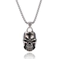 Stainless Steel Jewelry Necklace, 316L Stainless Steel, Skull, anoint, Unisex & box chain, original color, 39x23mm, Length:Approx 23.62 Inch, Sold By PC