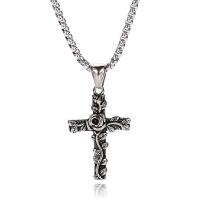 Stainless Steel Jewelry Necklace 316L Stainless Steel Cross anoint Unisex & box chain original color Length Approx 23.62 Inch Sold By PC
