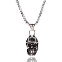 Stainless Steel Jewelry Necklace Skull anoint Unisex & box chain original color Length Approx 23.62 Inch Sold By PC