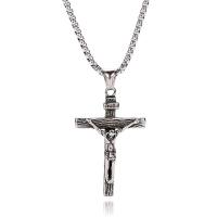 Stainless Steel Jewelry Necklace, Crucifix Cross, anoint, Unisex & box chain, original color, 49x31mm, Length:Approx 23.62 Inch, Sold By PC