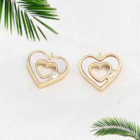 Cubic Zirconia Micro Pave Brass Pendant with White Shell Heart real gold plated micro pave cubic zirconia white nickel lead & cadmium free Sold By PC