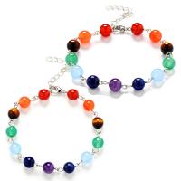 Gemstone Bracelets, with 1.96inch extender chain, Round, different materials for choice & Unisex, 8mm, Sold Per Approx 7 Inch Strand