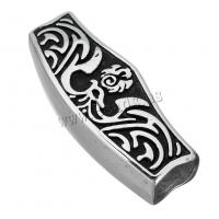 Stainless Steel Slide Charm, blacken, 46x17x11mm, Hole:Approx 9x8.5mm, 10PCs/Lot, Sold By Lot