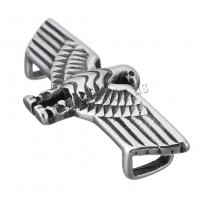 Stainless Steel Slide Charm, eagle, 1/1 loop & blacken, 33x15x8mm, Hole:Approx 5x3mm, 10PCs/Lot, Sold By Lot