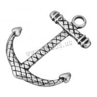 Stainless Steel Pendants, Anchor, nautical pattern & blacken, 33x39x3mm, Hole:Approx 3.5mm, 10PCs/Lot, Sold By Lot