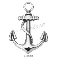Stainless Steel Pendants, Anchor, nautical pattern & blacken, 27x39x3mm, Hole:Approx 5mm, 10PCs/Lot, Sold By Lot