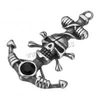 Stainless Steel Skull Pendants Anchor nautical pattern & with rhinestone & blacken Approx 2mm Sold By Lot