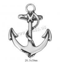 Stainless Steel Pendants, Anchor, nautical pattern & blacken, 28.50x39x4mm, Hole:Approx 4mm, 10PCs/Lot, Sold By Lot
