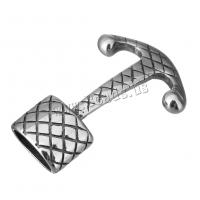 Stainless Steel Leather Band Clasp Findings, Anchor, nautical pattern & blacken, 22x33x7mm, Hole:Approx 10x5.5mm, 10PCs/Lot, Sold By Lot