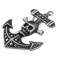 Stainless Steel Pendants, Anchor, nautical pattern & with skull pattern & blacken, 35x50x6mm, Hole:Approx 2.5mm, 10PCs/Lot, Sold By Lot