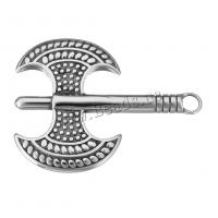 Stainless Steel Pendants, Axe, blacken, 39x51x4.50mm, Hole:Approx 2.5mm, 10PCs/Lot, Sold By Lot