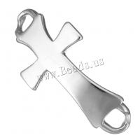 Stainless Steel Connector, Cross, 1/1 loop, original color, 56x25x3mm, Hole:Approx 6mm, 10PCs/Lot, Sold By Lot