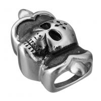 Stainless Steel Slide Charm, Skull, blacken, 33x19x13mm, Hole:Approx 12x7mm, 10PCs/Lot, Sold By Lot