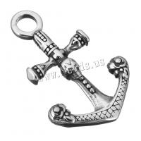 Stainless Steel Pendants, Anchor, nautical pattern & blacken, 28x42x6mm, Hole:Approx 5mm, 10PCs/Lot, Sold By Lot