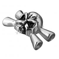 Stainless Steel Læder Band Lås Fund, Skull, sværte, 38x21.50x9mm, Hole:Ca. 5mm, 10pc'er/Lot, Solgt af Lot