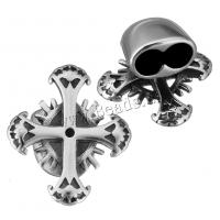 Stainless Steel Leather Band Clasp Findings fleur-de-lis cross blacken Approx Sold By Lot