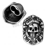 Stainless Steel Leather Band Clasp Findings Skull with letter pattern & blacken Approx Sold By Lot