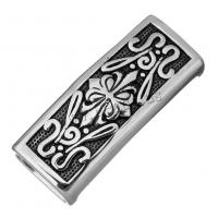 Stainless Steel Slide Charm, Rectangle, blacken, 39x16x10mm, Hole:Approx 13x6mm, 10PCs/Lot, Sold By Lot