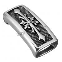 Stainless Steel Slide Charm, Rectangle, blacken, 39x17x13mm, Hole:Approx 12x7mm, 10PCs/Lot, Sold By Lot