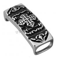 Stainless Steel Slide Charm, Rectangle, blacken, 40x15x14mm, Hole:Approx 12x7mm, 10PCs/Lot, Sold By Lot