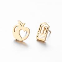Stainless Steel Asymmetric Stud Earrings plated fashion jewelry & for woman Sold By Pair